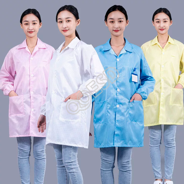 Unisex Anti-Static Cleanroom Lab Coat with Hood - Long ESD Workwear for Electronics & Food Processing