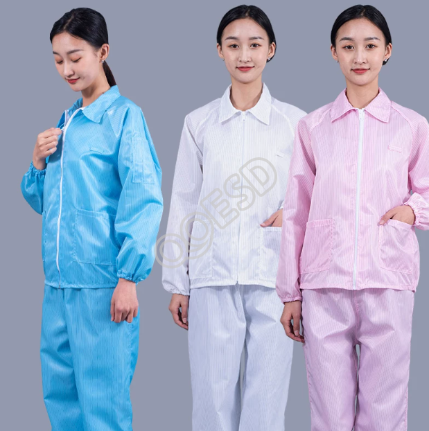 Industrial White ESD Cleanroom Top - Anti-Static Protective Workwear Jacket for Dust-Free Environments