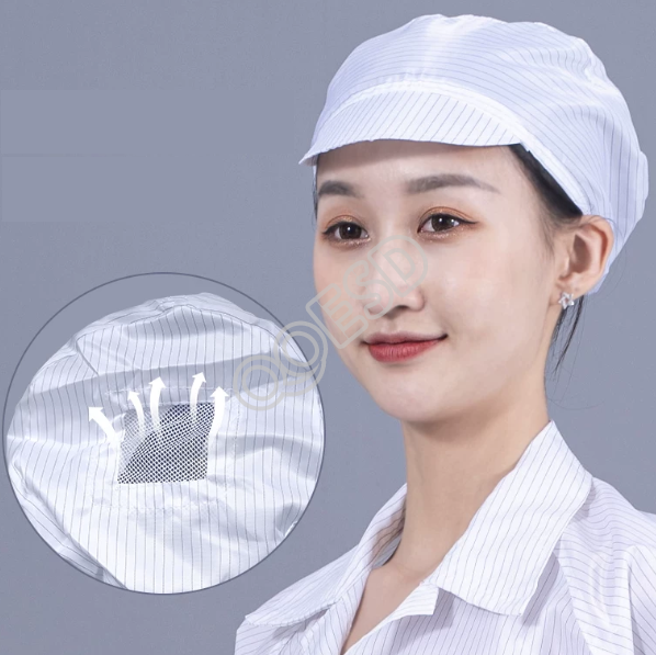 Unisex Breathable Anti-Static Cleanroom Cap - Dust-Free ESD Work Hat for Electronics & Food Processing