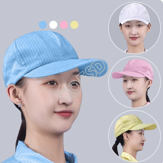 0.5 Grid Anti-Static Stiff Brim Baseball Cap - ESD Dust-Free Sun Hat for Automotive & EV Workshops