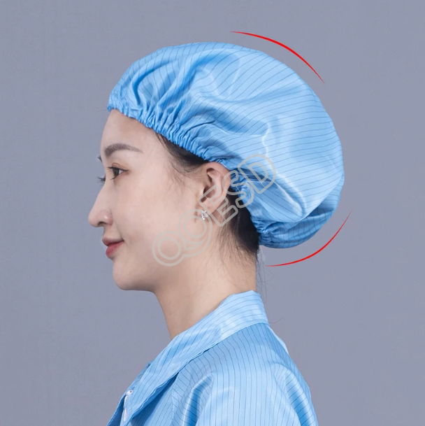 Lightweight ESD Cleanroom Mob Cap - Unisex Breathable Anti-Static Dustproof Head Cover for Workshop & Lab