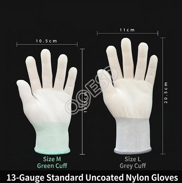 Thin White Nylon PU Palm-Coated & Fingertip-Coated Gloves for Electronic Cleanroom Assembly
