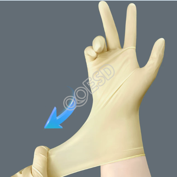 Anti-Static Powder-Free Disposable Latex Gloves - 9 Inch Cleanroom Safe