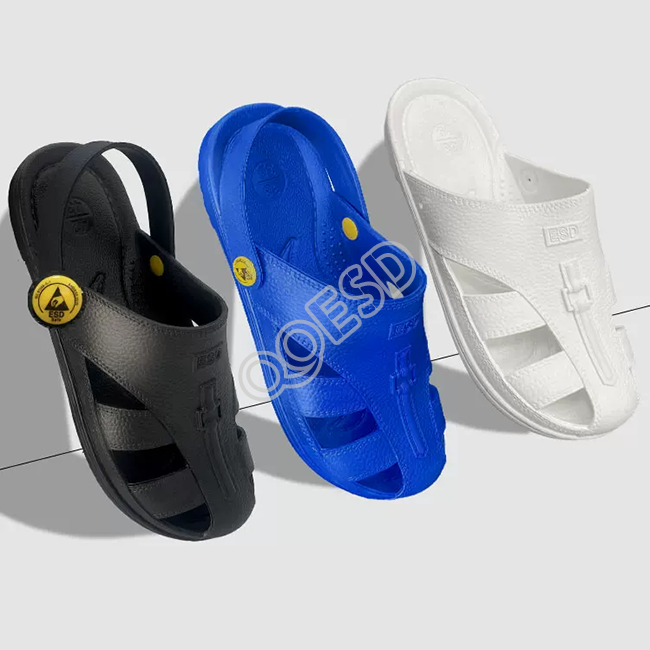 ESD SPU Cleanroom Sandals Covered Toe Soft Sole Non-Slip Wear-Resistant Anti-Static Work Slippers Unisex for SMT Assembly