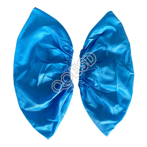 ESD Reusable Anti-Static Shoe Covers Thickened Striped Washable Booties Non-Slip Cleanroom Shoe Covers Blue for Lab Hospital & Home Use