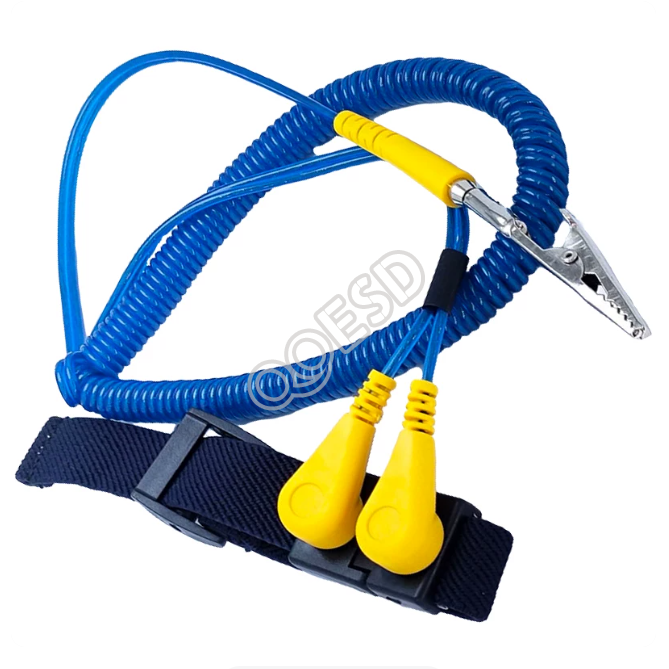 Dual Conductor Anti Static ESD Wrist Strap with Dual Banana Plug for Electronics Factory