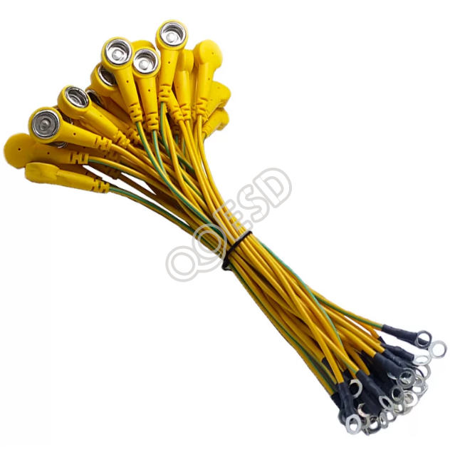 20cm Short ESD Table Mat Grounding Cord with Snap & Ring Terminal