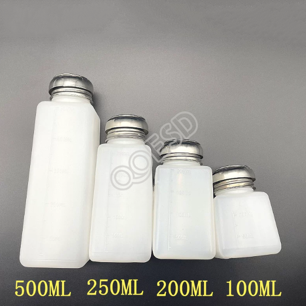 Industrial Push Down Alcohol Dispenser Bottle (100ml / 200ml / 250ml / 500ml) - Liquid Press Pump Dispensing Bottle for PCB Cleaner & Solvent