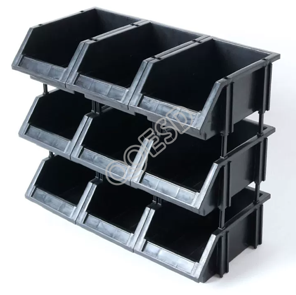 ESD Stackable Sloped Front Bin, Anti-Static Component Storage Box for Electronic Parts & Tools