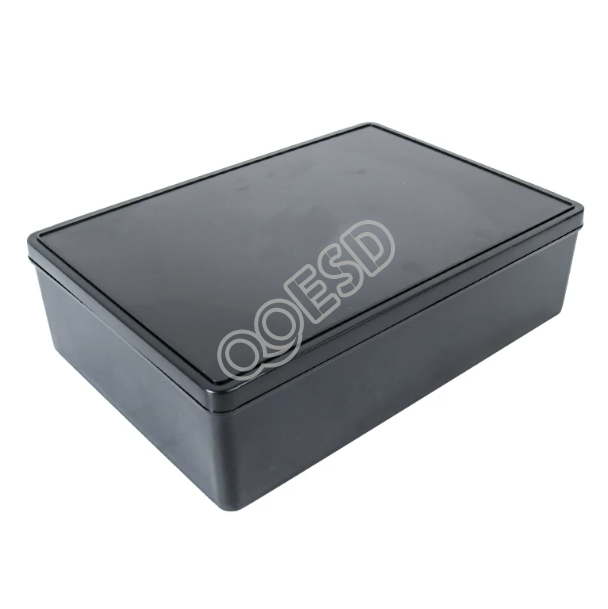 Black Thickened ESD Plastic Storage Box, Rectangular Anti-Static Bin for Electronic Components & Tools