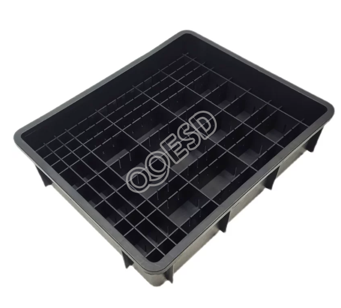 ESD Adjustable Divider Grid Box, Black Plastic Compartment Storage Box for Electronic Components Turnover