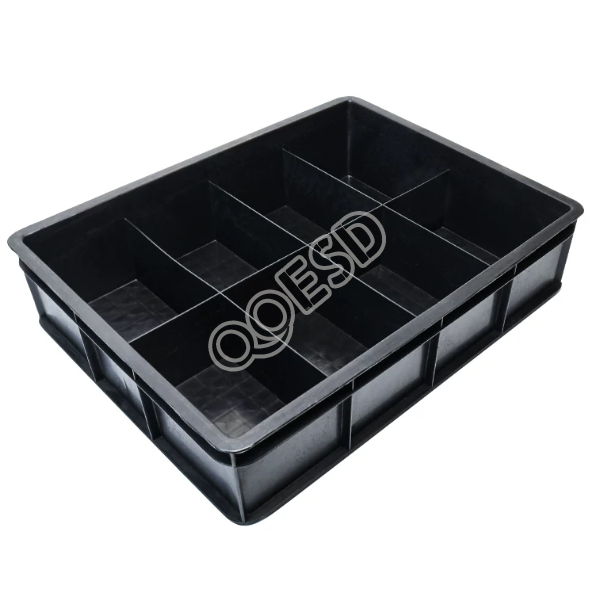 Black ESD Divided Storage Box, Thickened New Material Plastic Component Box, 2/4/6/8/10 Compartments Antistatic Tool Box for Parts Sorting