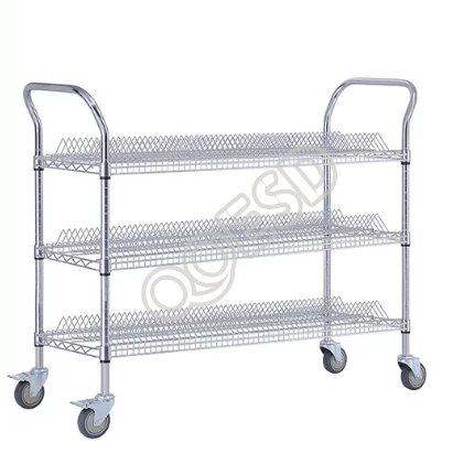 ESD SMT Reel Cart with Double Handles, 2-Tier / 3-Tier Single & Double Peak Wire Shelf, Electronic SMD Reel Turnover Trolley