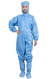 Unisex Anti-Static Cleanroom Coverall with Hood and Boots - Blue/White 